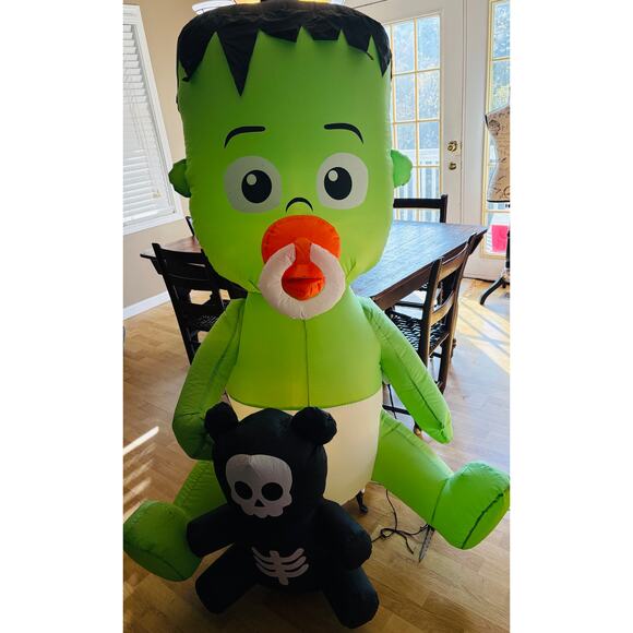Target Gemmy Animated Airblown Inflatable Nom Nom Baby w/Pacifier, 66”Tall Green - Picture 4 of 5